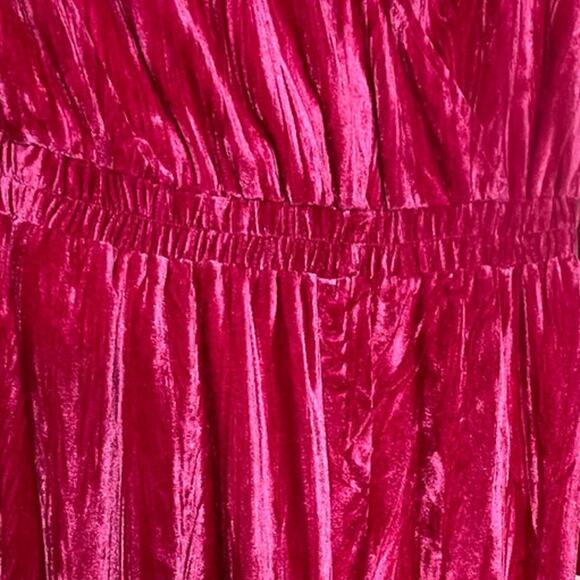 A New Day Pink Velet Jumpsuit with Bell Long Sleeve -Medium - Picture 6 of 9